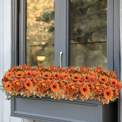 13in 6Pcs Fall Artificial Sunflower, Burnt Orange Flowers for Grave - color: Caramel Dahlia