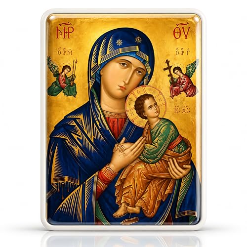 Virgin Mary Memorial Picture for Headstones – Waterproof Ceramic Cemetery Photo Plaque for Grave Marker & Outdoor Memorial Decoration – Made in USA - color: pick option 2