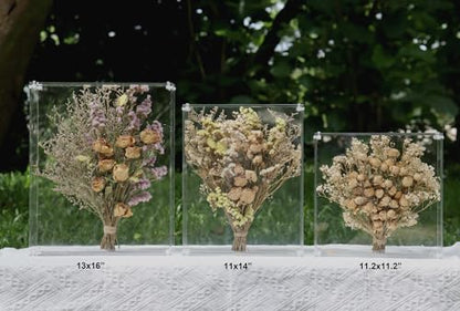 11x14 Acrylic Shadow Box, Assemble Display Case, DIY Tabletop/Wall Mount Display Frame, All Clear Memory Box for Dried Flowers/Kids Room/Birthday/Wedding(11x14x3”, Need to be Assemble) - size: 11x14", Assembly Frame
