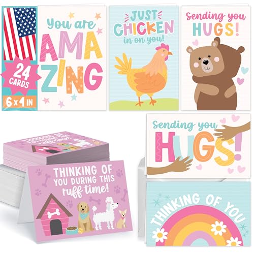 Hadley Designs Thinking of You Cards with Envelopes - 24 Hello Greeting Cards Thinking of You Card for Men & Women Bulk, Blank Encouragement Card for Kids, Just Because Cheerful Encouraging Notecards - style: Kids