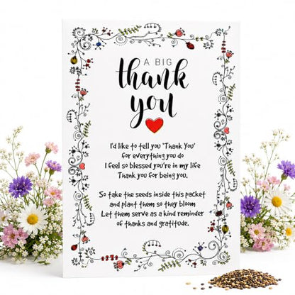Thank You Seed Packets | 20 Pre-Filled Wildflower Seed Favors for Guests | Party Favors for Wedding Bridal Shower Baby Shower Celebration of Life Memorial Birthday Baptism | Seed Paper Thank You Cards
