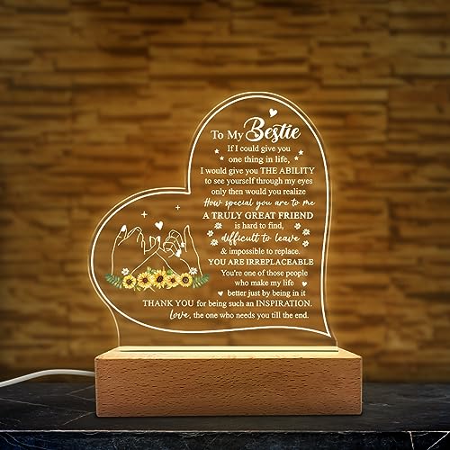 SANDJEST Night Light Gift for Best Friend Bestie Acrylic Light Lamps Gifts BFF Bestfriend Soul Sister Friendship Lights Lamp Gift for Birthday Christmas - color: Bestie