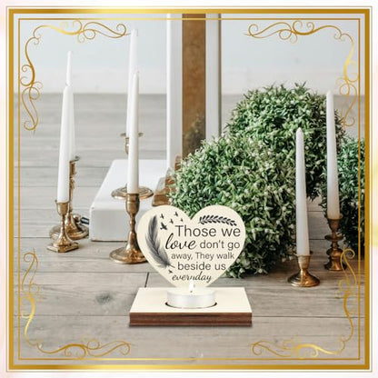Memorial Tealight Candle Holder with “Those We Love Don’t Go Away” Verse, Heart-Shaped Remembrance Plaque, Sympathy Bereavement Gift, LMM6 - color: Those We Love Don’t Go Away