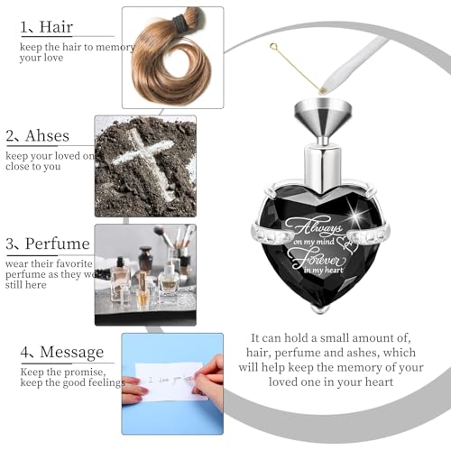 Shimeyao Set of 8 Small Urns for Human Ashes Cremation Urns Keepsake Ash Holders Family Tree Memorial Heart Locket Waterproof for Adults Women Men Loved Ones(Black) - color: Black