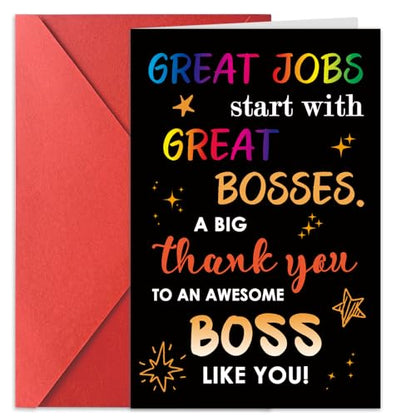 Thank You Card Gifts for Boss Leader Manager Cute Bosses Day Appreciation Her Him Funny Boss's Gifts Men Women from Employee - color: HK036