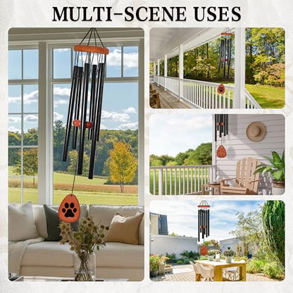 Dog Memorial Gifts for Loss of Dog, 28" Pet Memorial Gift Wind Chime, Black - color: Black