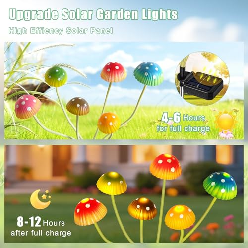 TEDOF Solar Garden Lights,Solar Swaying Mushroom Lights - color: 2 Pack Mushroom Lights