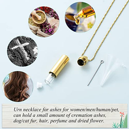 Imrsanl Cremation Jewelry for Ashes Pendant Urn Necklace Cylinder with Glass Vial Keepsake Ashes Memorial Jewelry - color: Gold