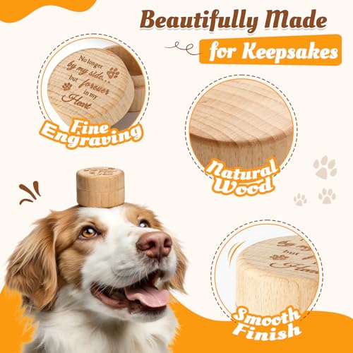 Pet Fur Keepsake Box, Round Wooden Memorial Box for Dog and Cat Hair - color: Round