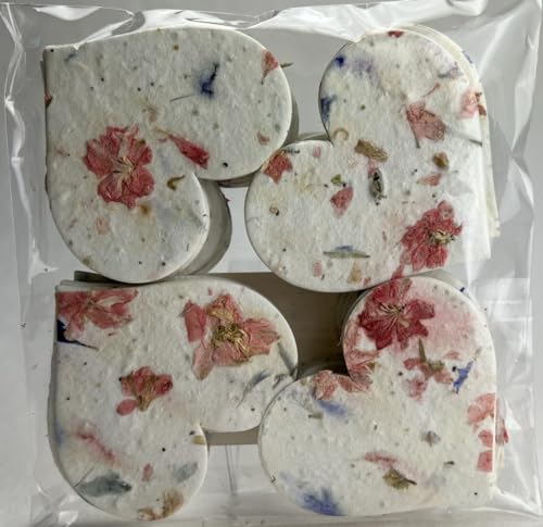 Of The Earth Handmade Paper - Wildflower Seed Paper Large Hearts - Recycled Flower Petals - Bulk Set of 100 (17s Pink Recycled) - color: 17s Pink Recycled
