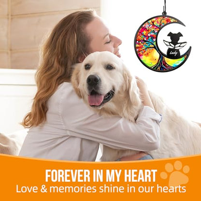 Dog Memorial Suncatcher,Pet Remembrance Gift with Sympathy Card,Tree of Life DIY Ornament for Loss of Dog(Angel Wings) - color: Wing