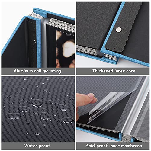 Zesthouse Photo Album Self Adhesive Pages, 60 Pages Magnetic Scrapbook Albums with Sticky Page, Photos Album Holds 8x10 & 5X7 & 4x6 & 6x8 & 3x5, Large Picture Book Ideal Gift for Family Wedding Baby - color: Blue, size: 11"x10.6"/Black 60 Pages