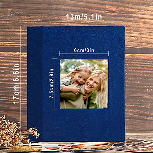Ywlake Photo Album 4x6 50 Pockets 2 Packs, Small Mini Capacity Leather Photo Albums, Each Pack Holds 50 Top Loader Vertical Only Pictures Blue - color: Blue, size: 50 Photos/2PK