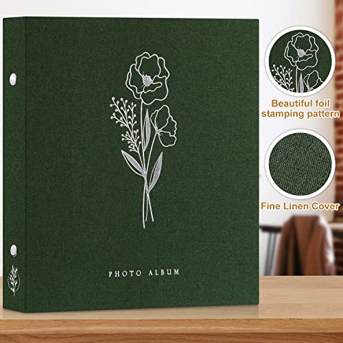Lanpn Self Adhesive Photo Album Scrapbook 40 Pages, Linen Photos Albums DIY Sticky Magnetic Pages holds 4X6 7x5 A5 Picture for Family Wedding Birthday (Small-20 Sheets/40 Pages, Green) - color: Green, size: Sticky Page (Small,40 Pages)