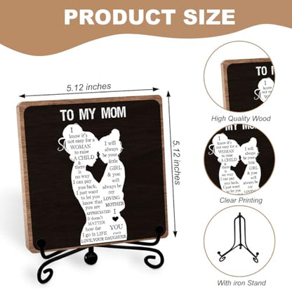 To My Mom Decor, Mother Appreciation Gift for Women, Heartwarming Sign | Mother Thanks Keepsake from Son Daughter, Thank You Mom Wooden Sign Tabletop, Mothers Day Birthday Gifts, Home Office Decor - style: To my mom
