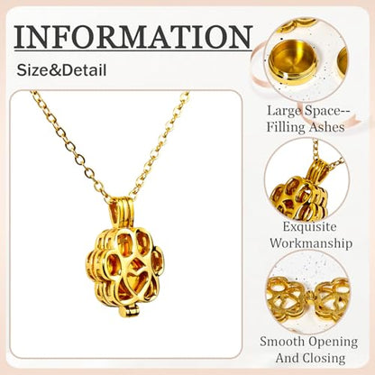 Paw Print Heart Pet Ashes Memorial Necklace with Mini Inner Box-Gold | Pet Cremation Jewelry for Ashes, Cremation Urn Jewelry to Hold Dog & Cat Ashes Pendant with Box Filling Tools - color: Gold