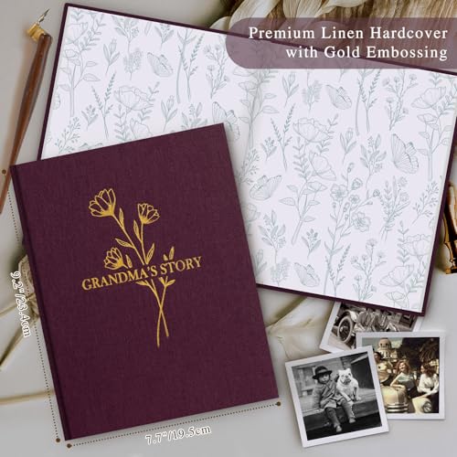 Lanpn Grandma Life Story Book Journal with 260+ Prompts, Linen Hardcover Grandmother Guided Journal Memory Keepsake Book to Fill Out, Birthday Mother's Day Christmas Gift for Grandmas, Purple - color: Purple