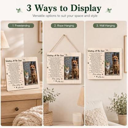 Pet Memorial Photo Frame - Waiting At The Door Dog Wooden Tabletop Picture Frame - Sympathy Memorial Gifts For Loss Of Dog Cat Owner - In Loving Memory Frame Favors -10