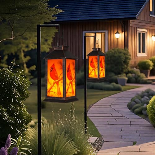 Homemory Solar Hanging Lanterns Outdoor Waterproof Cardinal LED Lights - style: Cardinal