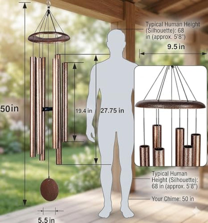 HOHIYA 50" Extra Large Outdoor Wind Chimes Deep Tone Aluminum - size: 50inch Copper Vein
