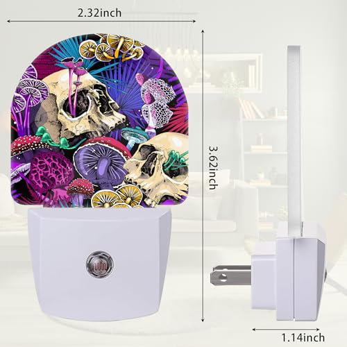 Purple Skeleton Skulls Night Light, Night Light Plug into Wall with Dusk to Dawn Sensor, LED Lamp Energy Saving Lights for Men Women Boys Girls,Lamp for Bedroom Bathroom Hallway - color: Skeleton Skulls