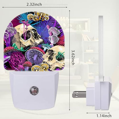 Purple Skeleton Skulls Night Light, Night Light Plug into Wall with Dusk to Dawn Sensor, LED Lamp Energy Saving Lights for Men Women Boys Girls,Lamp for Bedroom Bathroom Hallway - color: Skeleton Skulls