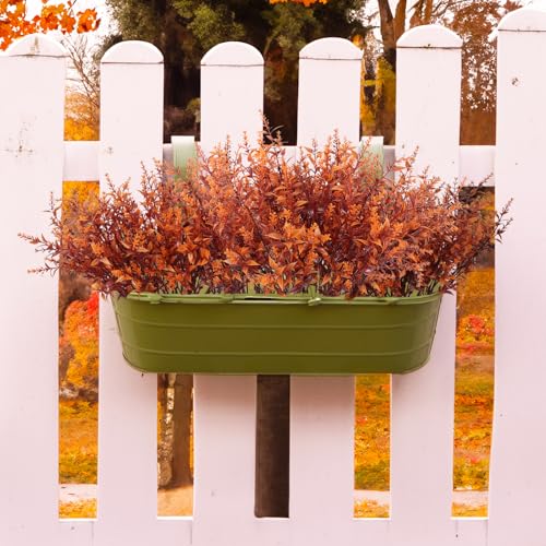 RECUTMS Outdoor Faux Plant Fall Fake Plant UV Resistant Artificial Greenery - color: Brown, size: 8 Bundles