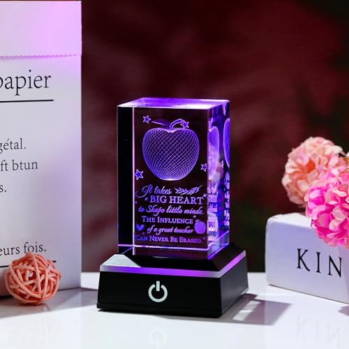 Teacher Appreciation Gifts for Women Men - 3D Crystal Engrave It takes a big heart with Base - Best Unique Christmas Retirement Thank You End of The Year Gifts for Teacher from Students - style: Teacher gifts-Big Heart