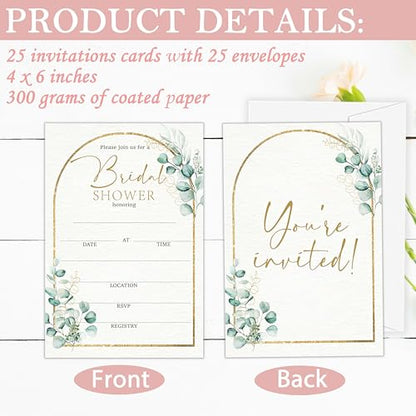 Greenery Bridal Shower Invitations | Spring Elegant Greenery Arch Bridal Shower Invitations, 25 Botanical Party Invites with Envelopes-A15 - style: greenery arch