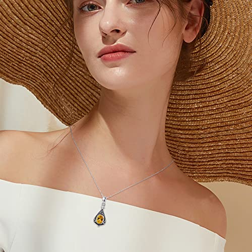 Urn Necklace for Ashes Cremation Jewelry 925 Sterling Silver Ashes Pendant Necklace Memorial Jewelry Gifts for Women Men Girls Boys - style: Celtic-November-Citrine