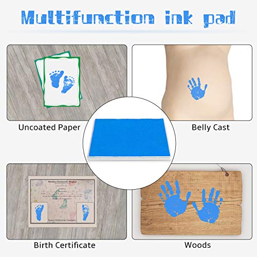 Ink Pad, 5x4'' Washable Non-Toxic Ink Stamp Pad for Baby Footprint Handprint, Sky Blue - color: Sky Blue