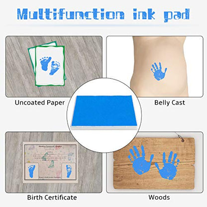 Ink Pad, 5x4'' Washable Non-Toxic Ink Stamp Pad for Baby Footprint Handprint, Sky Blue - color: Sky Blue