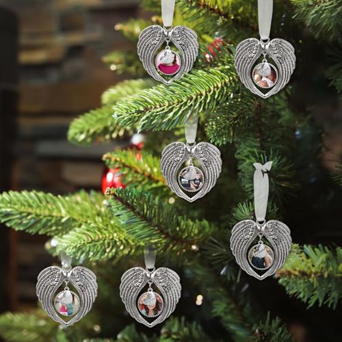 Christmas Ornaments Angel Wings with Custom Photo Frame for Loss of Loved One Remembrance Keepsake with Silk Ribbon & Red Gift Box - color: Husband
