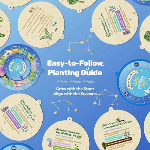 Lush&Dew Zodiac Garden Seed Bank Air Signs, Gardening Gifts for Women Men | 12 Varieties Non-GMO Herb Flower Seeds in Seed Organizers, Heirloom Seed Gift Set, Witchcraft Supplies, Gemini Libra Aquarius - style: Air Signs