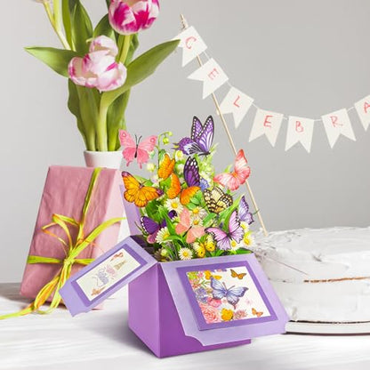 Birthday Cards for Women, Butterfly Pop Up Card Box | Happy Birthday Gifts Cards for Women, Daughter, Mom, Sister, Friend, Butterflies Greeting Card with Blank Notecard & Envelope - color: Happy Birthday Butterfly