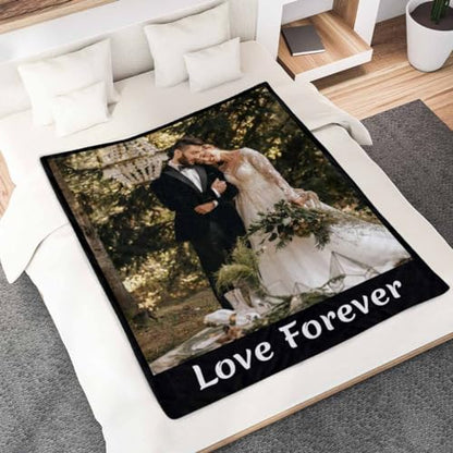 Newcos Custom Couple Blankets with Photos Customized Picture Love Forever Blankets Personalized Blanket for Adult Valentines Day Gift for Him Girlfriend Boyfriend - color: Pattern 01
