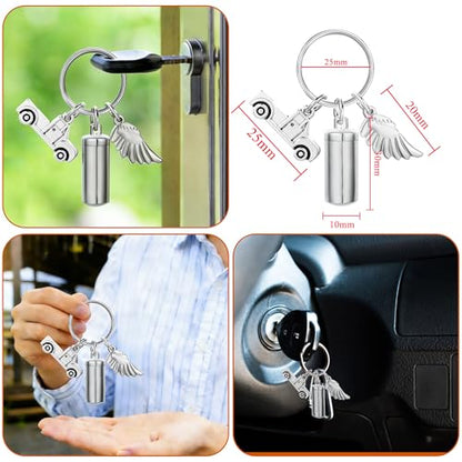 Gredstar Cremation Urn Keychain for Ashes, Cylinder Memorial Keepsake - color: Silver