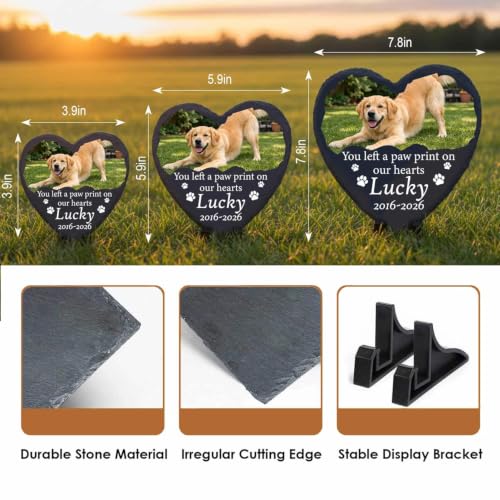 Dog Memorial Stone for Loss of Pet Cat with Photo Dog Sympathy Gifts - color: Design 13