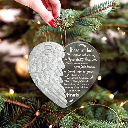Memorial Angel Ornaments - Acrylic Angel Wings for Christmas Tree, Condolences & Bereavement Gift