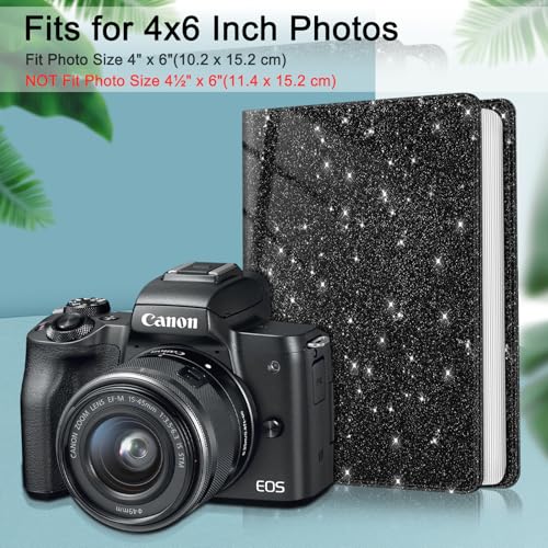 Fintie Photo Album 4x6 Photos - 112 Pockets Wallet Albums Memory Book | Vegan Leather Cover, 4X6 Picture Keepsakes, Family/Wedding/Travel Memory Book, Baby/Kids/Boys/Girls Gift, Glittering Black - color: Glittering Black