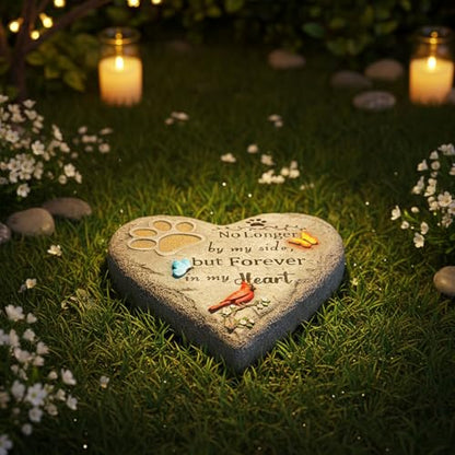 Dog Memorial Stone Pet Loss Sympathy Gift 10 inch | Pet Grave Markers with Paw Print Cardinal & Butterfly Dog Bereavement Gifts Heart-Shaped Doggy Passing Away Gifts