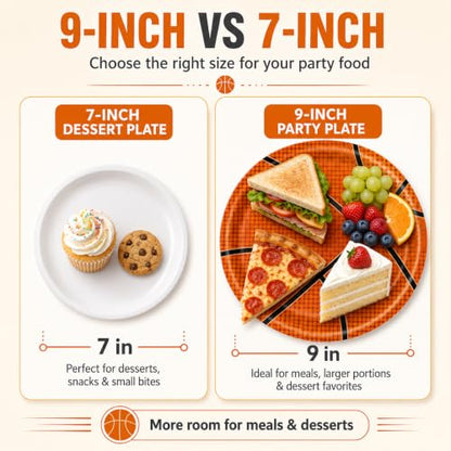 40 Pcs Basketball Plates and Napkins Set, Large 9 Inch Party Plates - color: Basketball