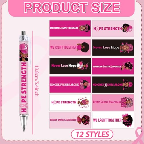 12 PCS Breast Cancer Awareness Ballpoint Pens - color: Breast Health