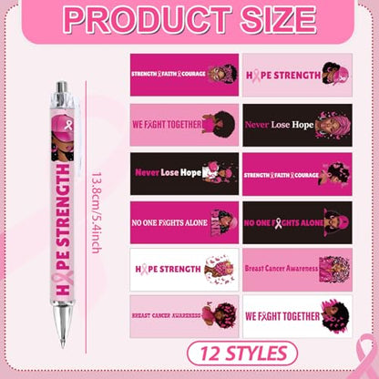 12 PCS Breast Cancer Awareness Ballpoint Pens - color: Breast Health