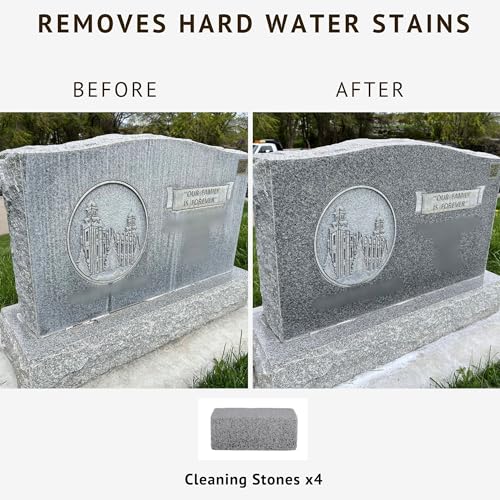 Magic Headstone Cleaning Stones - Granite Headdstone Cleaning Kit for Cemetery Memorial Stones - Headstone Cleaner for Graves - 4 Pack