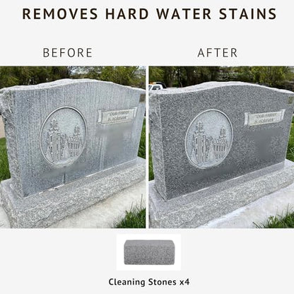 Magic Headstone Cleaning Stones - Granite Headdstone Cleaning Kit for Cemetery Memorial Stones - Headstone Cleaner for Graves - 4 Pack