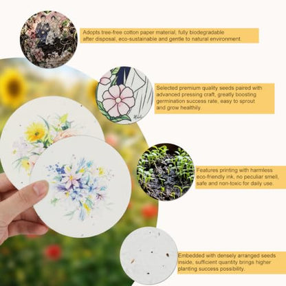 nulala 20Pack Plantable Seed Paper Cards - Handmade Circular Shape Greeting Cards Embedded with Wildflower Seeds for Gift Wrapping,Wedding Favors,Bridal Shower Favor,Celebration of Life - color: Yellow