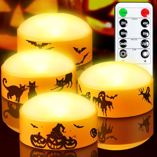 4 Pack Halloween LED Pumpkin Lights with Remote Control and Timer - color: Orange LED Pumpkin Lights 4PCS