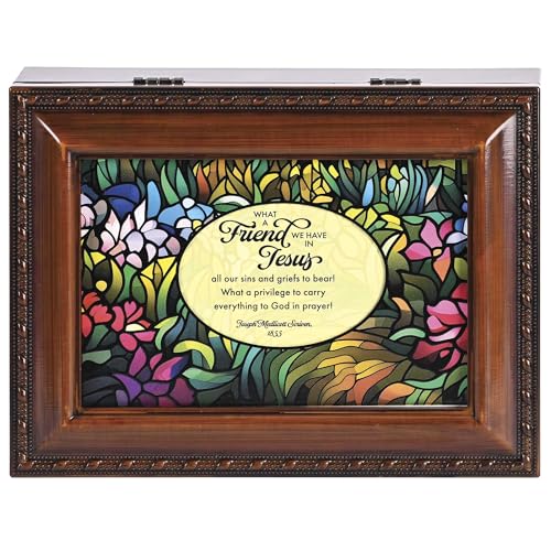 Dicksons, Classic Hymns, Inspirational Christian, Rope Trim Framed, Keepsake Music Box, Jewelry Organizer, Plays Tune From Song, What a Friend We Have In Jesus - style: What a Friend We Have In Jesus