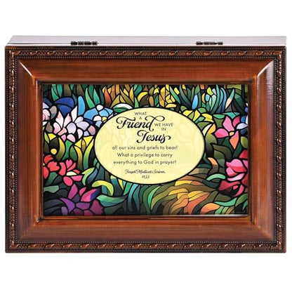Dicksons, Classic Hymns, Inspirational Christian, Rope Trim Framed, Keepsake Music Box, Jewelry Organizer, Plays Tune From Song, What a Friend We Have In Jesus - style: What a Friend We Have In Jesus